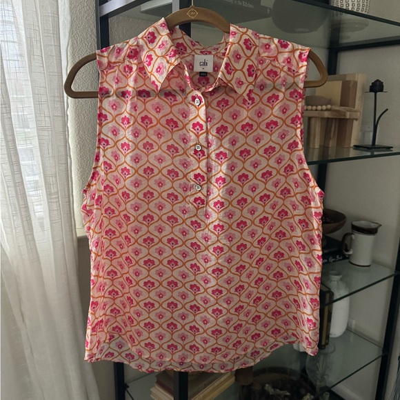 Cabi lyocell sleeveless floral print top medium - Picture 3 of 8